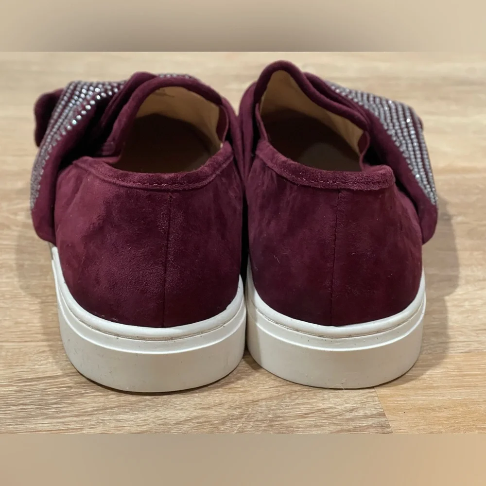NEW Vince Camuto Burgundy Barita Suede SlipOn Studded Sneaker Size 7.5 - Picture 5 of 9